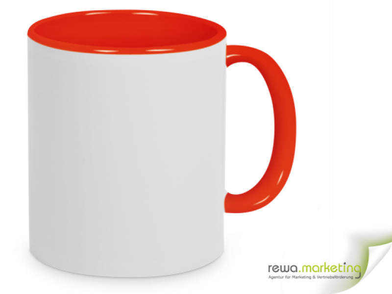 Color- Keramik- Kaffeebecher rot / weiß inkl. personalisiertem Aufdruck