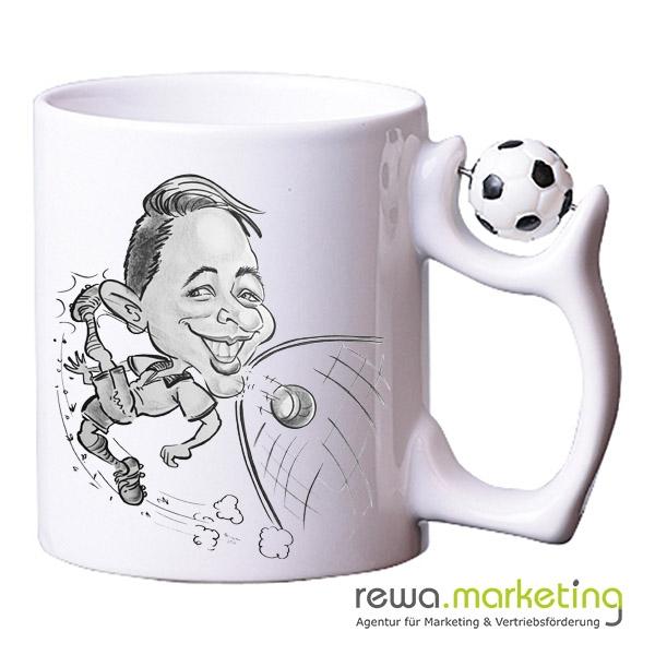 Coffee cup with football - shiny white incl. individual imprint
