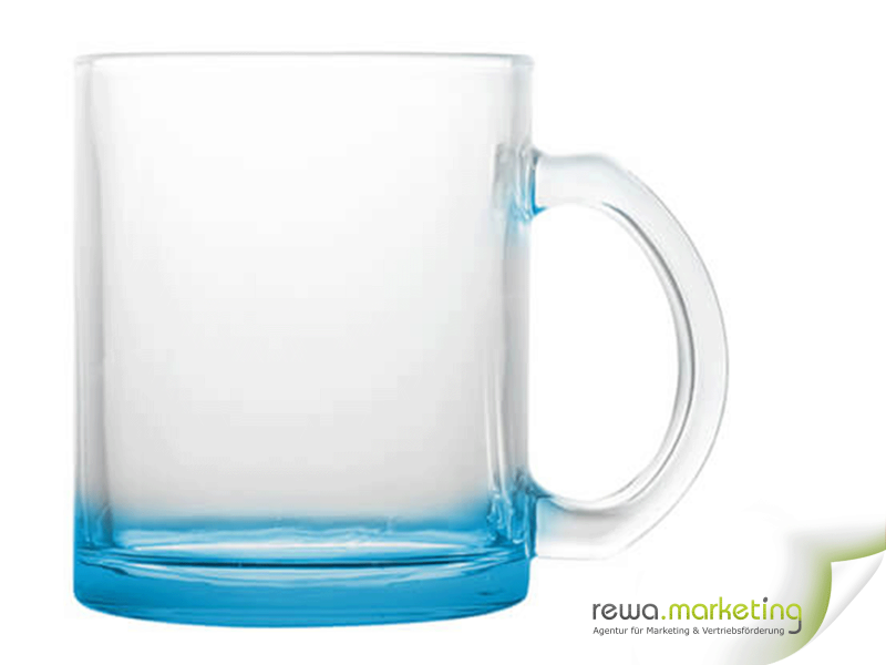 Glass mug with colored bottom - Light Blue