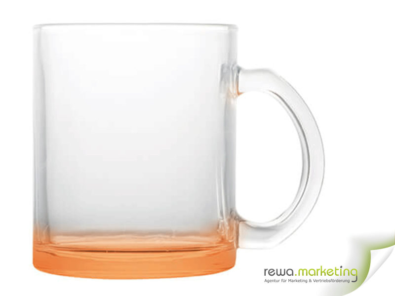 Glass mug with colored bottom - orange