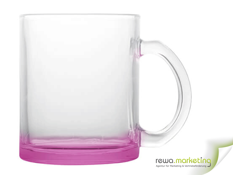 Glass mug with colored bottom - purple