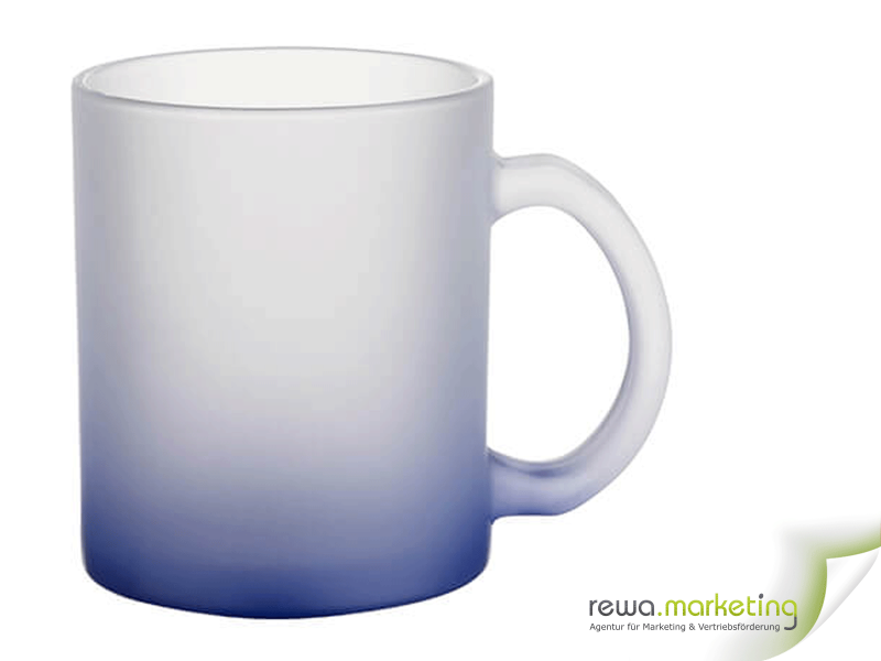 Frosted glass mug with color satin finish - blue