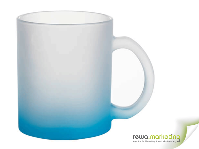 Frosted glass mug with color satin finish - Light Blue