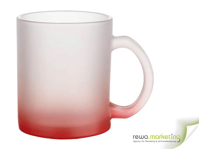 Frosted glass mug with color satin finish - red