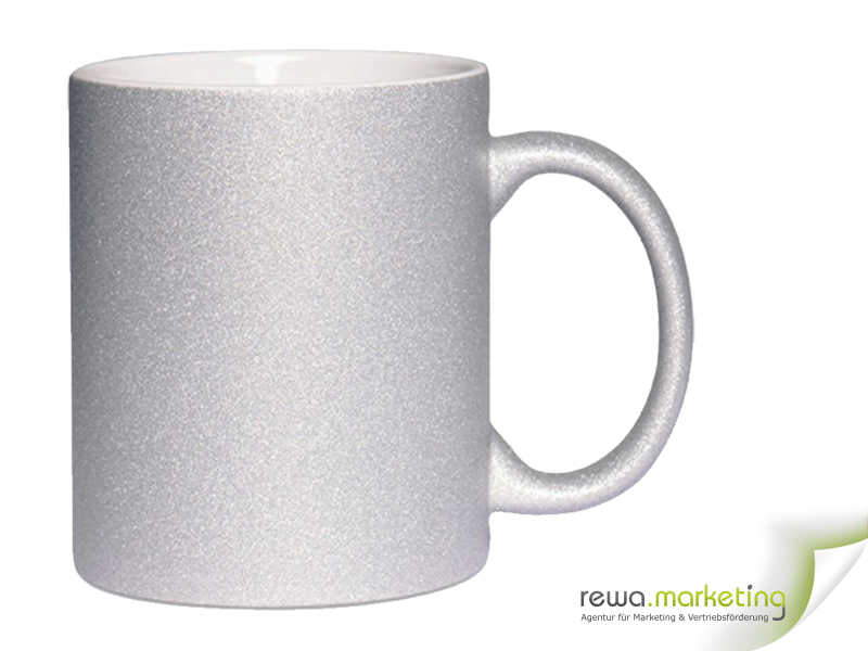 Glitter Mug - Silver including your desired imprint