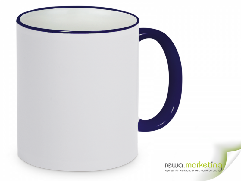 Ring ceramic coffee mug blue - white including individual imprint