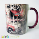 Coca-Cola Truck motif coffee cup, coffee mug including your desired name